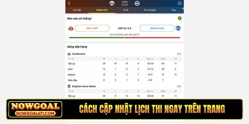 Cách cập nhật lịch thi ngay trên trang